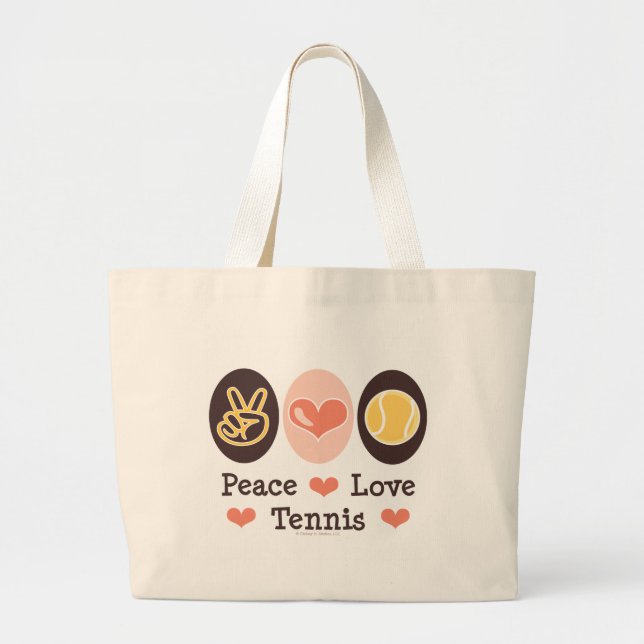 Bolsa Tote Grande Sacola do tênis do amor da paz (Frente)