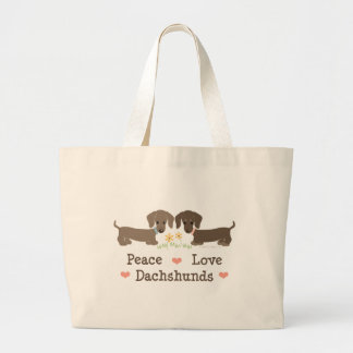 Bolsa Tote Grande Sacola dos Dachshunds do amor da paz