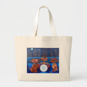 Bolsa Tote Grande Sacola dos gatos do jazz
