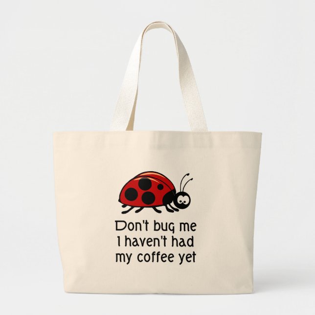 Bolsa Tote Grande Sacola engraçada do amante do café (Frente)