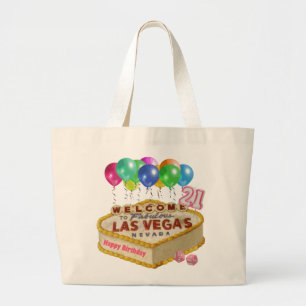 Bolsa Tote Grande Sacola feliz do BOLO de Las Vegas de 21