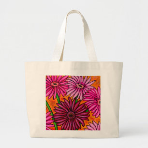 Bolsa Tote Grande Sacola floral Funky da margarida do Gerbera