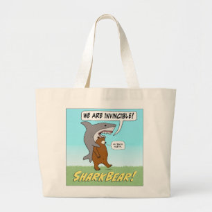Bolsa Tote Grande Sacola invencível engraçada do tubarão e do urs