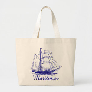 Bolsa Tote Grande Sacola náutica das canvas do navio de navigação