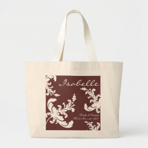 Bolsa Tote Grande Sacola nupcial floral do partido do damasco