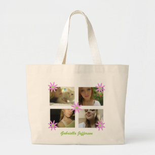 Bolsa Tote Grande Sacola personalizada da colagem da imagem