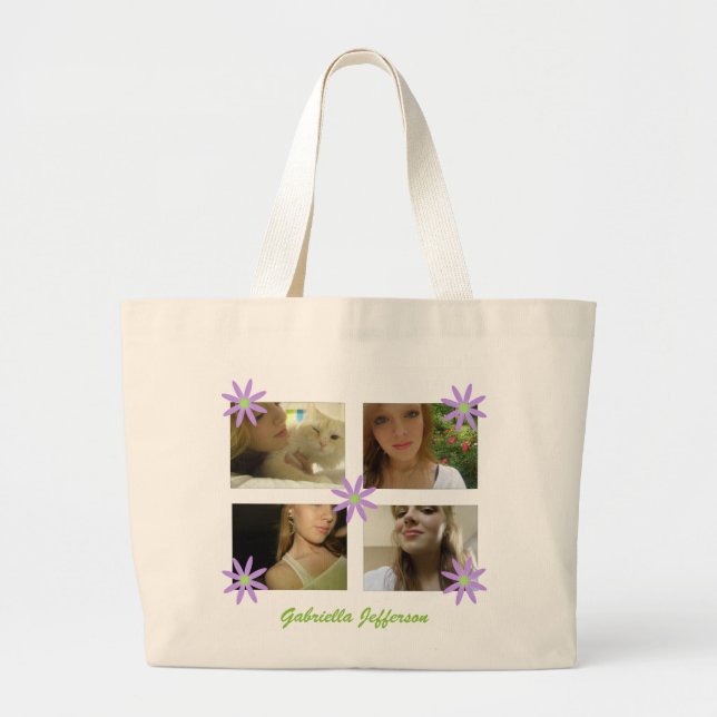 Bolsa Tote Grande Sacola personalizada da colagem da imagem (Frente)