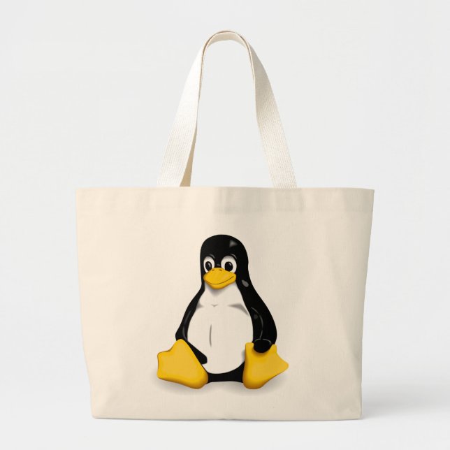 Bolsa Tote Grande Sacolas de Linux Tux (Frente)