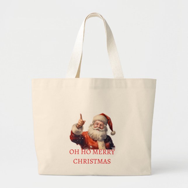 Bolsa Tote Grande Sacos de Compras Feliz Natal (Frente)