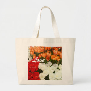 Bolsa Tote Grande Sacos de mão do amor Festival Floral de Tulipas Fl