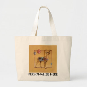 Bolsa Tote Grande Sacos de Tote - Carousel Reindeer ou Elk