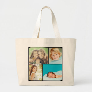 Bolsa Tote Grande Sacos de Tote de Colagem de Fotos da Família Perso