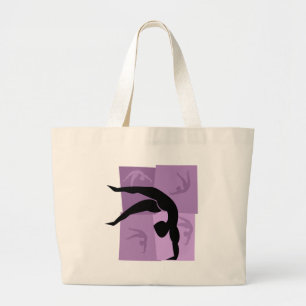 Bolsa Tote Grande Sacos de Tote Púrpura e Preta para Ginástica Fem