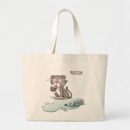 Bolsa Tote Grande Sacos personalizados com nome de Gato Chorando Eng