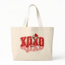 Sacos XOXO Vermelhos com Brilho e Laço com Estampa