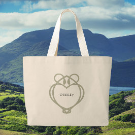 Bolsa Tote Grande Sage Green Irish Celtic Swan Love Knot Surname