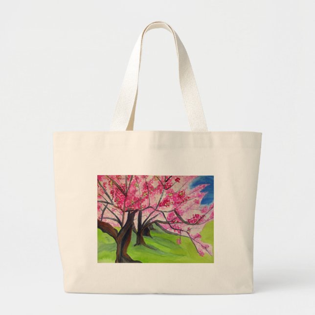 Bolsa Tote Grande Sakura - Arte do Flor de Cereja Japonês (Frente)
