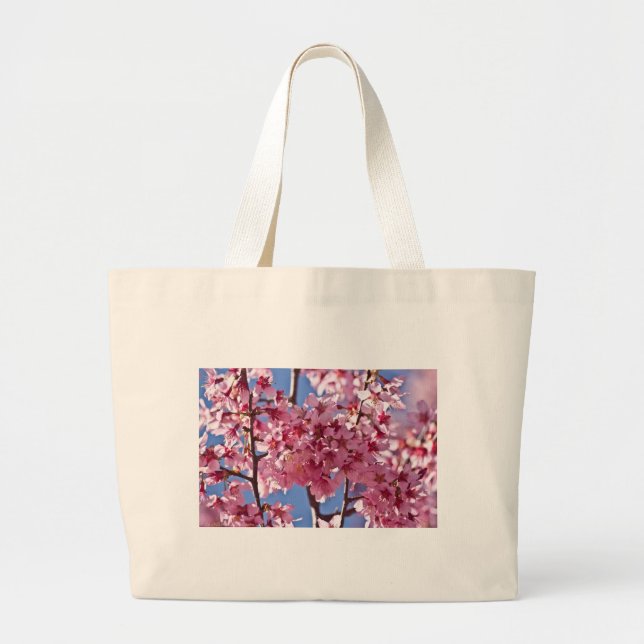 Bolsa Tote Grande Sakura Cherry Blossoms Red Stars (Frente)