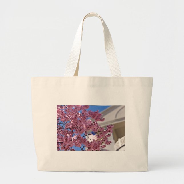 Bolsa Tote Grande Sakura Flores de Cerejeira Americana (Frente)