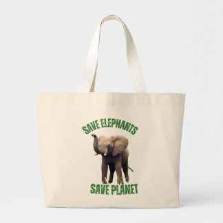 Bolsa Tote Grande Salvar elefantes, salvar planeta
