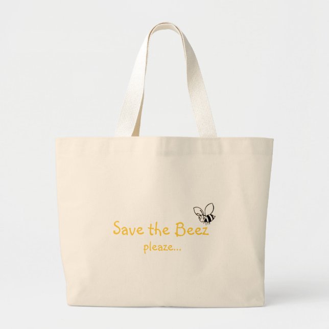 Bolsa Tote Grande Salvar o saco do pleaze de Beez… - personalizado (Frente)