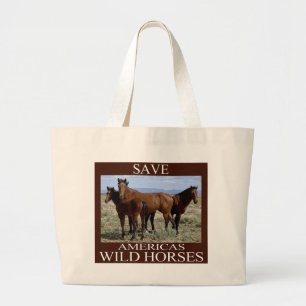 Bolsa Tote Grande Salvar os cavalos selvagens