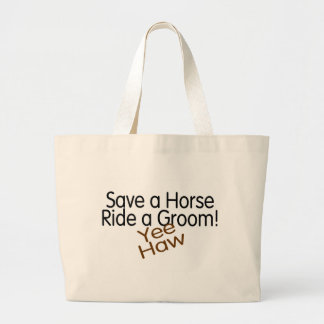 Bolsa Tote Grande Salvar um passeio do cavalo um noivo