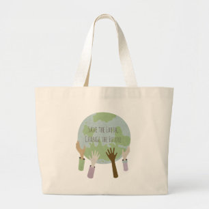 Bolsa Tote Grande Salve a Terra, Mude o Futuro