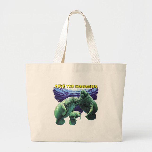 Bolsa Tote Grande Salve os Manatees (Frente)