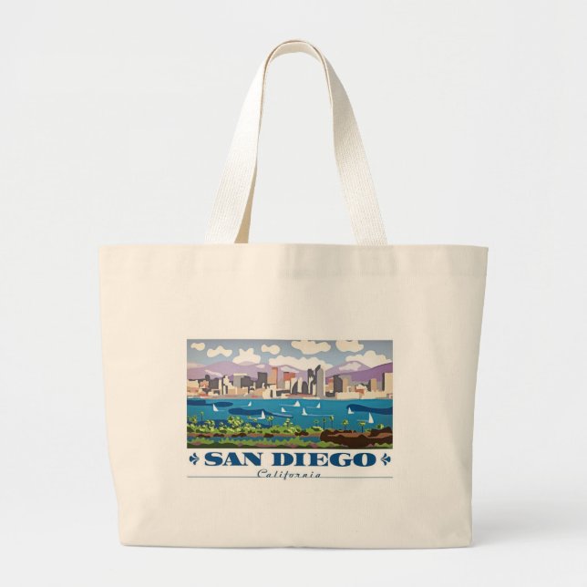 Bolsa Tote Grande San Diego Skyline (Frente)