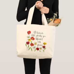 Bolsa Tote Grande Sangue com flores de grana