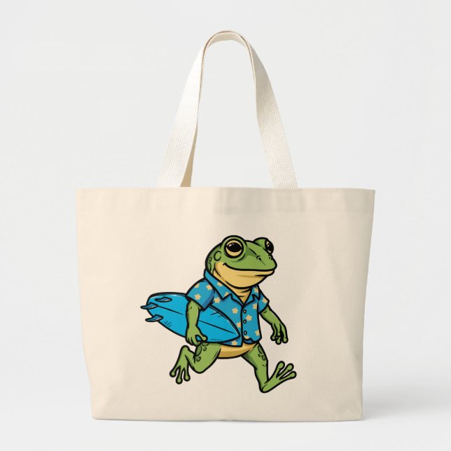 Bolsa Tote Grande Sapo Fofo Surfando (Frente)