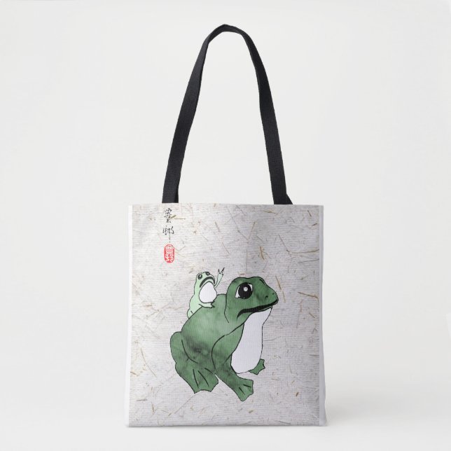 Bolsa Tote Grande Sapo Pequeno Sapo Japonês Fez século 19 (Frente)