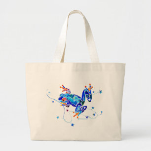 BOLSA TOTE GRANDE SAPOS DE ÁRVORE AZUIS LOUCOS