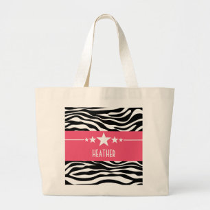 Bolsa Tote Grande Sassy Star Zebra, cor-de-rosa