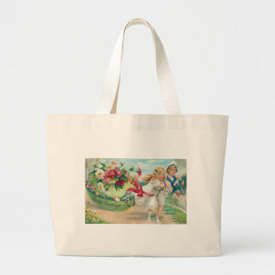 Bolsa Tote Grande Saudações de Páscoa Cartão Postal Antigo