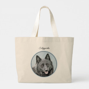 Bolsa Tote Grande Schipperke Pintando Arte Cachorro Original Cuja Pa