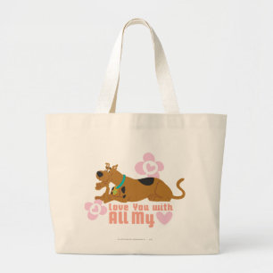 Bolsa Tote Grande Scooby-Doo "Amo-Te Com Todo O Meu Coração"