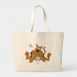 Bolsa Tote Grande Scooby-Doo que admira a flor