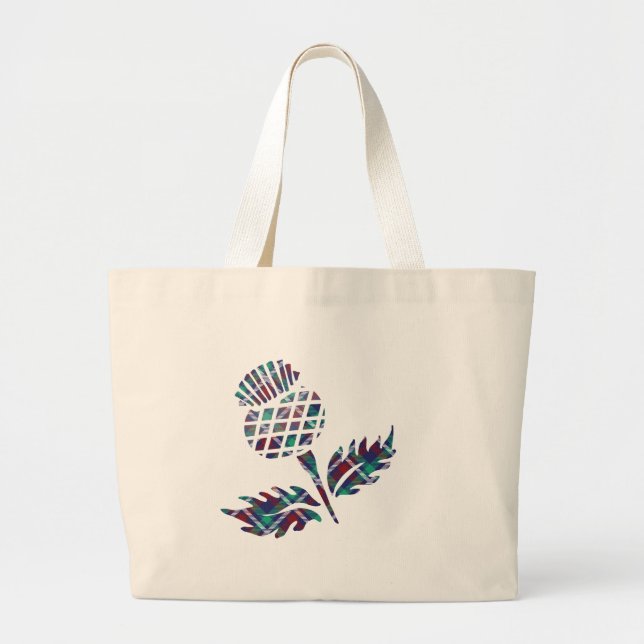 Bolsa Tote Grande Scotland Gifts Scottish Thistle Tartan Xadrez Gift (Frente)