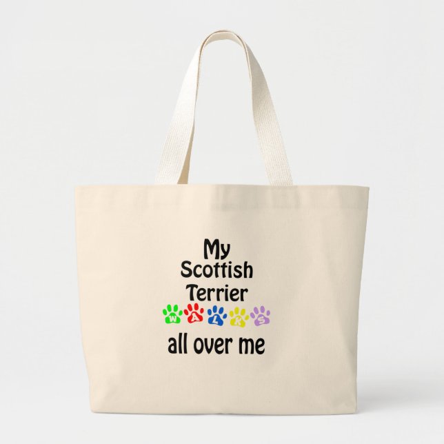 Bolsa Tote Grande Scottish Terrier Walks Design (Frente)