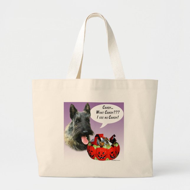 Bolsa Tote Grande ScottishTerrier Halloween Candy (Frente)