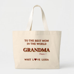 Bolsa Tote Grande Script de Mamãe Personalizado da Avó Mãe