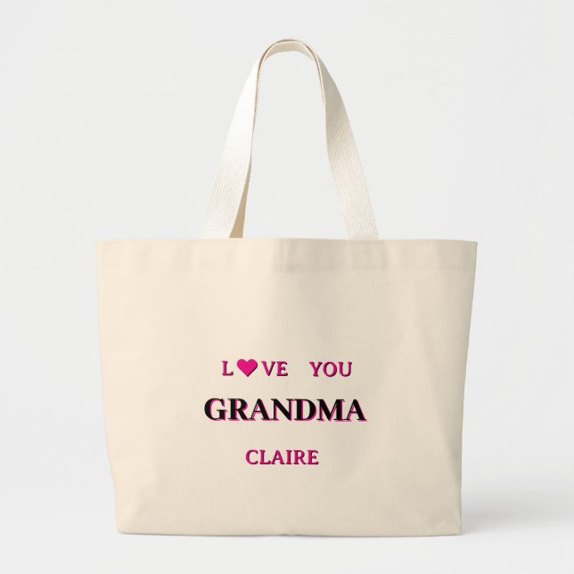Bolsa Tote Grande Script de vovó personalizado (Frente)