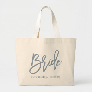 Bolsa Tote Grande Script Dusty Blue Bride