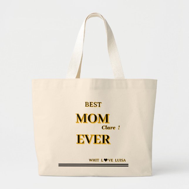 Bolsa Tote Grande Script MOM MELHOR personalizado EVER 2 (Frente)
