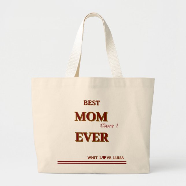 Bolsa Tote Grande Script MOM MELHOR personalizado NUNCA (Frente)