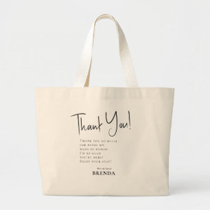 Bolsa Tote Grande Script Simples Obrigado Obrigado Gift Bag