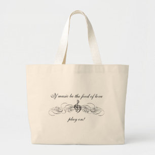 Bolsa Tote Grande Se a música for a comida do amor…