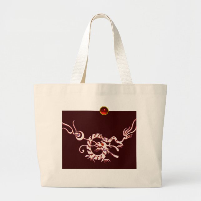 Bolsa Tote Grande SEA DRAGON RUBY, preto e branco, vermelho (Frente)